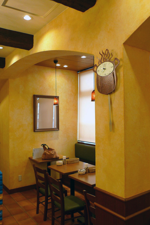 レストラン内壁塗り壁
